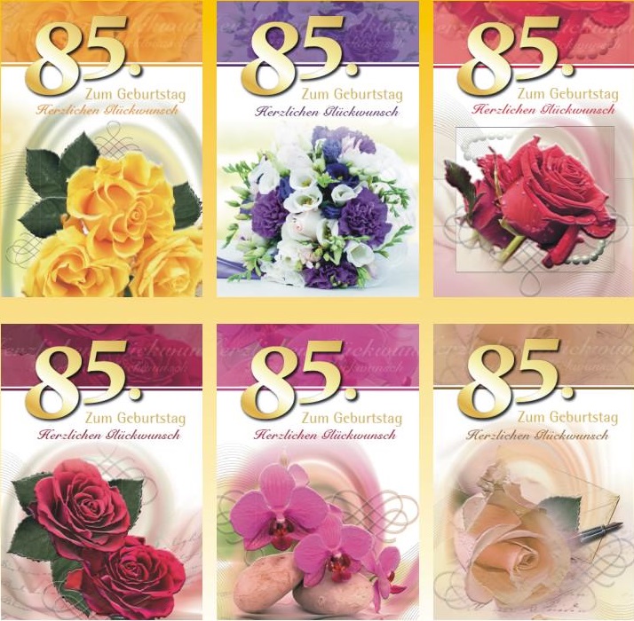 50 Geburtstagskarten Geburtstagskarte mit Zahlen zum 85-sten 520035-85 HI 