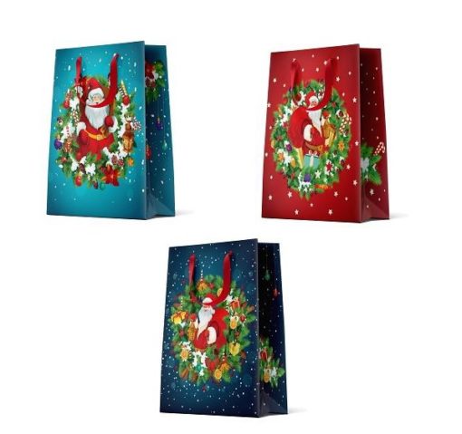 12 Weihnachtstüten mittel "Happy Santa"
