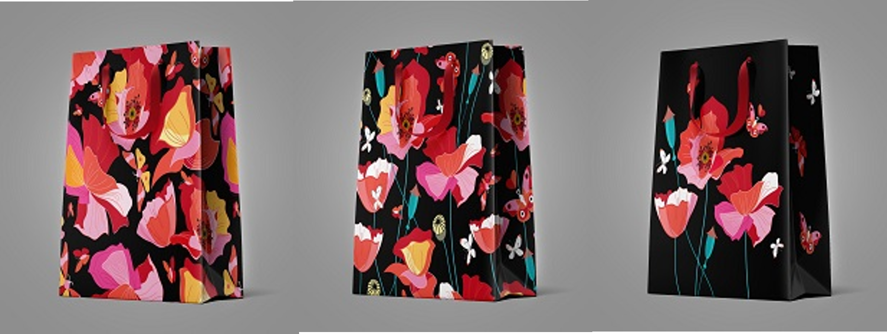 12 Geschenktüten mittel "Flowers-36"