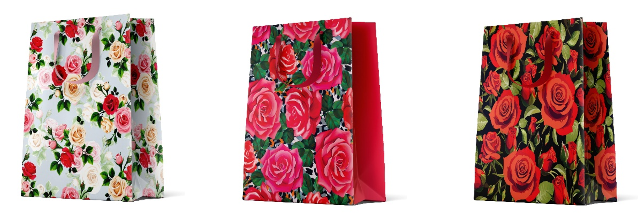 12 Geschenktüten groß "Roses-4"
