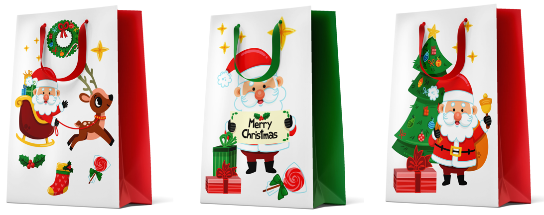 12 Weihnachtstüten groß "Happy Holidays-2"